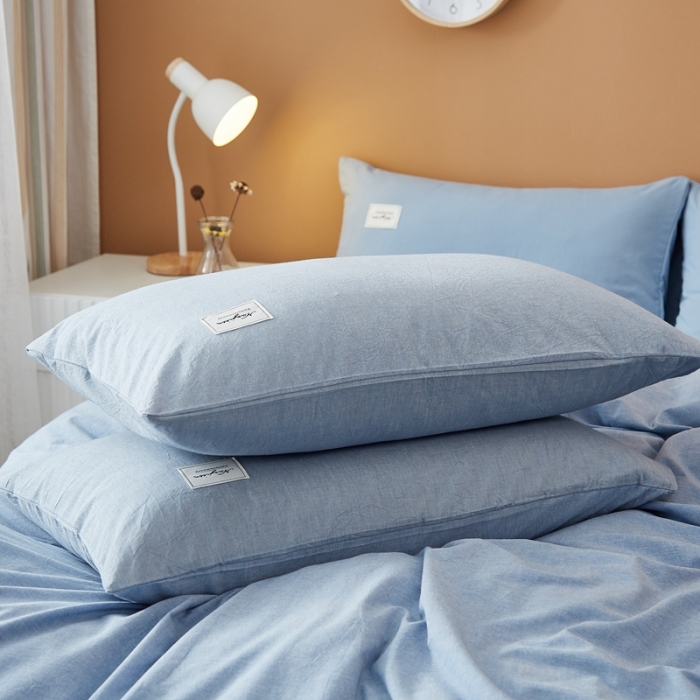 91家纺网 家纺一手货源 找家纺 宝士康 2023新款无印风系列四件套 优雅蓝