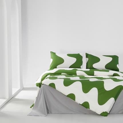 91家纺网 家纺一手货源 找家纺 （总）艾佳 2025新款全棉黑白经典波浪纹四件套-场景一