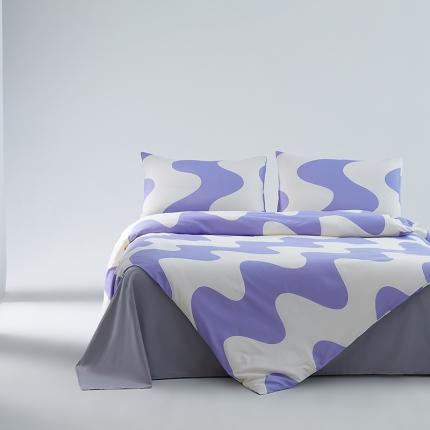 91家纺网 家纺一手货源 找家纺 （总）艾佳 2025新款全棉黑白经典波浪纹四件套-场景一