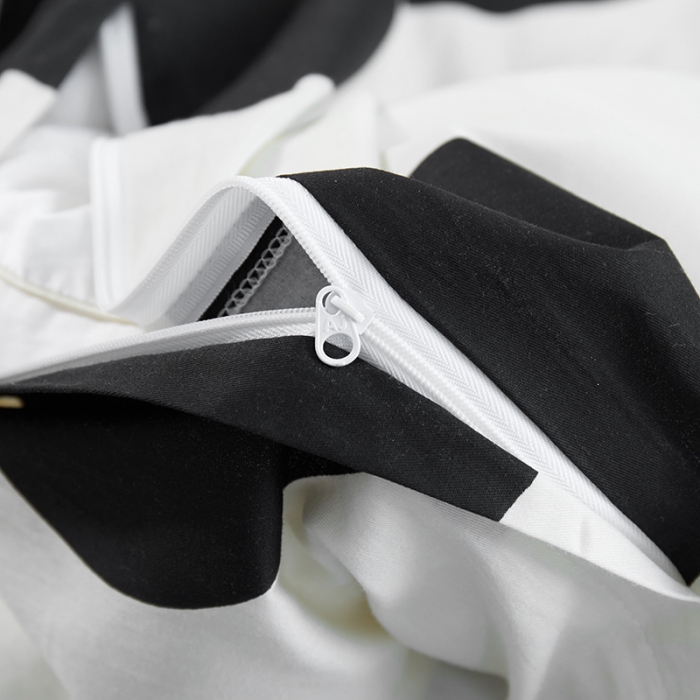 91家纺网 家纺一手货源 找家纺 （总）艾佳 2025新款全棉黑白经典波浪纹四件套-场景一