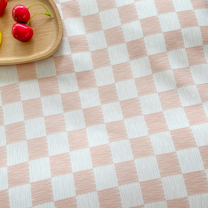 91家纺网 家纺一手货源 找家纺 赫然家纺 2026新款纯色磨毛系列床单款四件套 棋盘格-粉