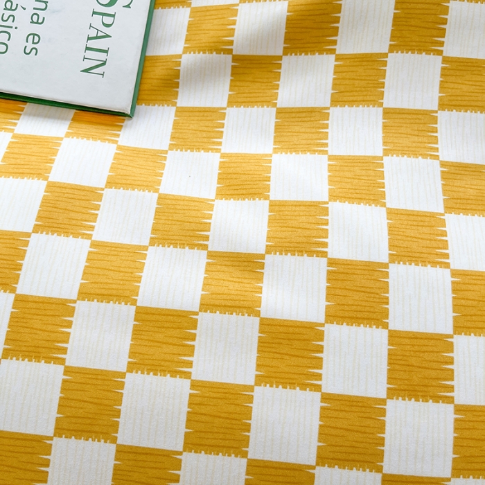 91家纺网 家纺一手货源 找家纺 赫然家纺 2026新款纯色磨毛系列床单款四件套 棋盘格-黄