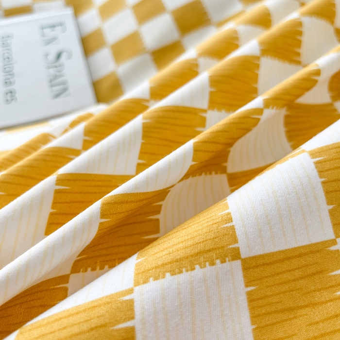 91家纺网 家纺一手货源 找家纺 赫然家纺 2026新款纯色磨毛系列床单款四件套 棋盘格-黄