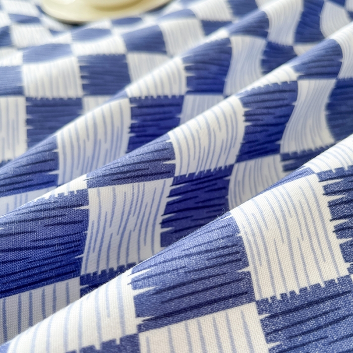 91家纺网 家纺一手货源 找家纺 赫然家纺 2026新款纯色磨毛系列床单款四件套 棋盘格-蓝