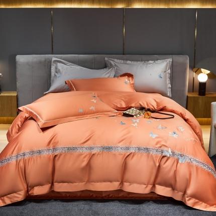 91家纺网 家纺一手货源 找家纺 （总）惠居家 2022新款长绒棉刺绣四件套蝴蝶