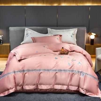 91家纺网 家纺一手货源 找家纺 （总）惠居家 2022新款长绒棉刺绣四件套蝴蝶