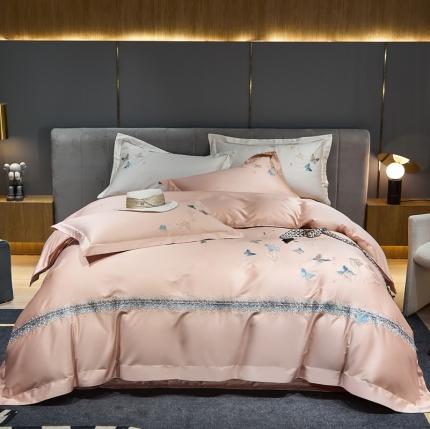 91家纺网 家纺一手货源 找家纺 （总）惠居家 2022新款长绒棉刺绣四件套蝴蝶