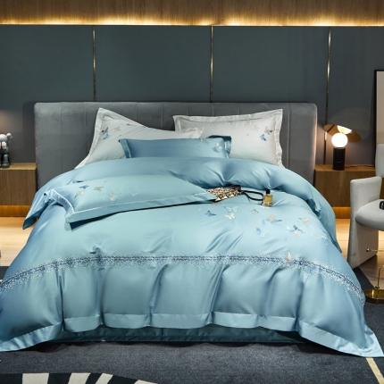 91家纺网 家纺一手货源 找家纺 （总）惠居家 2022新款长绒棉刺绣四件套蝴蝶