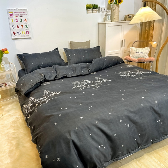 91家纺网 家纺一手货源 找家纺 赫然家纺 新款舒适柔软亲肤爆款芦荟棉四件套货源充足 魔幻冬天