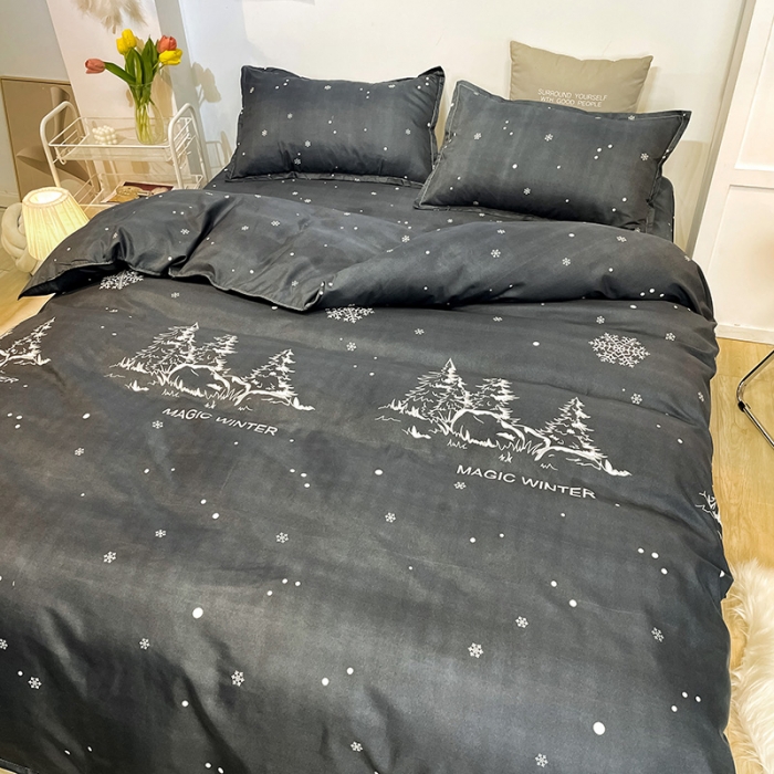 91家纺网 家纺一手货源 找家纺 赫然家纺 新款舒适柔软亲肤爆款芦荟棉四件套货源充足 魔幻冬天