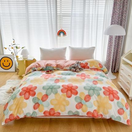 赫然家纺 新款斜纹磨毛单品被套 七色花
