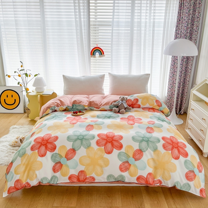 91家纺网 家纺一手货源 找家纺 赫然家纺 新款斜纹磨毛单品被套 七色花