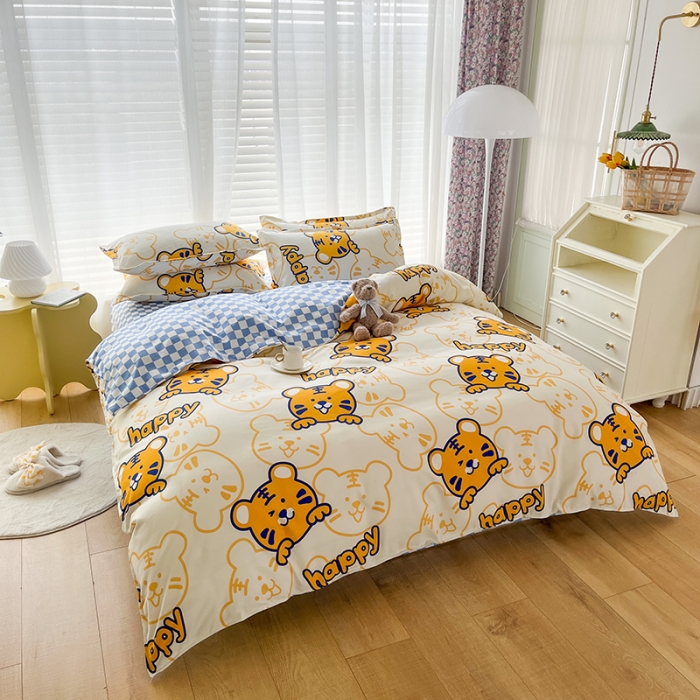 91家纺网 家纺一手货源 找家纺 赫然家纺 新款斜纹磨毛单品被套 小萌虎