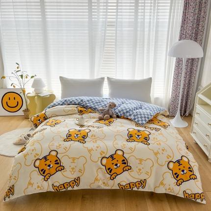 赫然家纺 新款斜纹磨毛单品被套 小萌虎