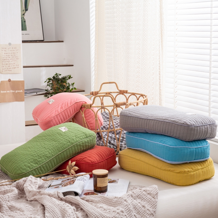 91家纺网 家纺一手货源 找家纺 (总) 明星 2022新款全棉韩式砂洗全荞麦壳枕头面包枕