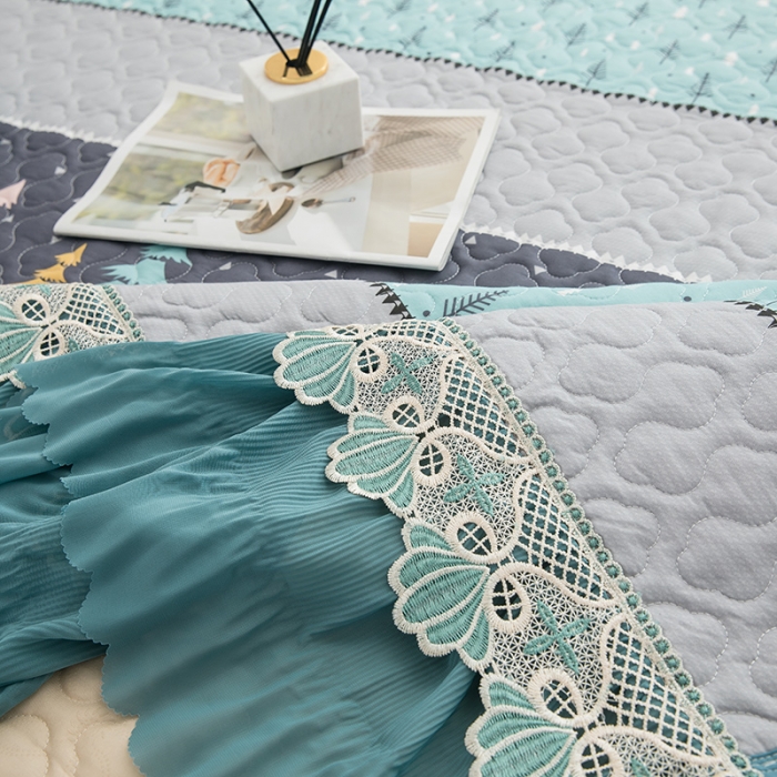 91家纺网 家纺一手货源 找家纺 冬然 2021新款全棉防滑榻榻米床垫炕盖纯棉床盖三件套平安树