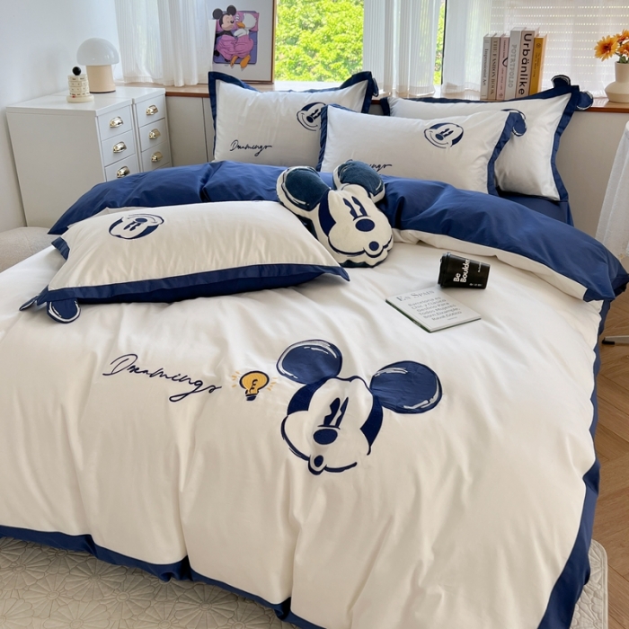 91家纺网 家纺一手货源 找家纺 朗莎家纺 2022新款正版卡通长绒棉四件套 米老鼠