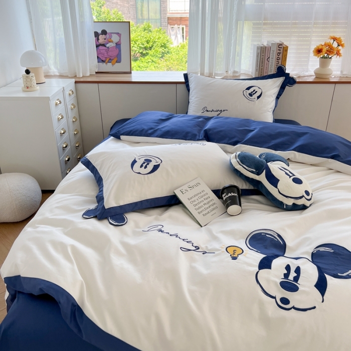 91家纺网 家纺一手货源 找家纺 朗莎家纺 2022新款正版卡通长绒棉四件套 米老鼠