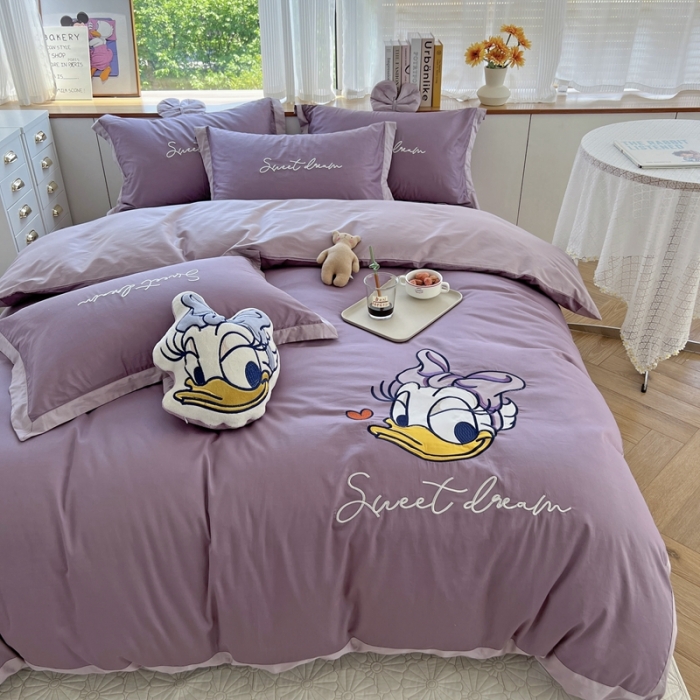 91家纺网 家纺一手货源 找家纺 朗莎家纺 2022新款正版卡通长绒棉四件套 唐老鸭