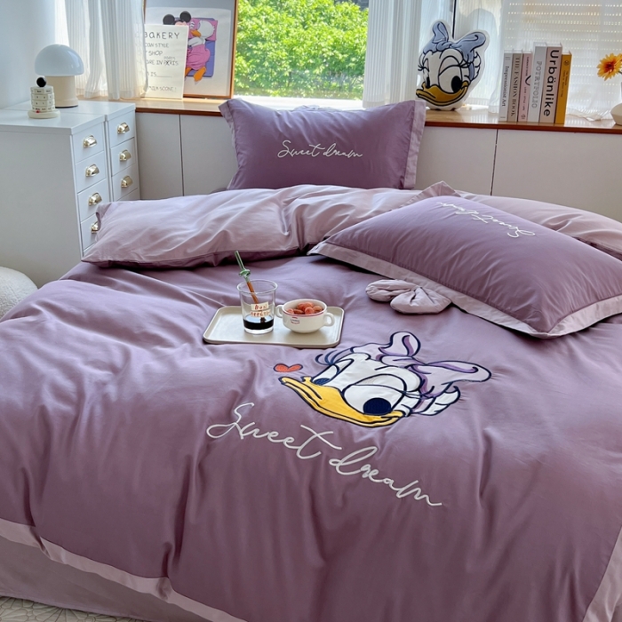 91家纺网 家纺一手货源 找家纺 朗莎家纺 2022新款正版卡通长绒棉四件套 唐老鸭