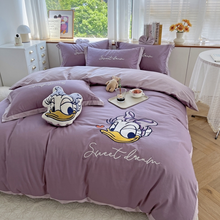 91家纺网 家纺一手货源 找家纺 朗莎家纺 2022新款正版卡通长绒棉四件套 唐老鸭