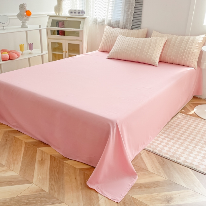 91家纺网 家纺一手货源 找家纺 古吉梦 2022新款剪花简约条系列四件套简约条-卡其+藕粉