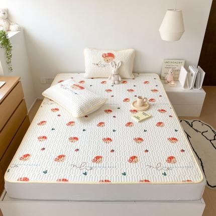 朗莎家纺 2022新款可机洗凉感丝卡通乳胶凉席 达菲熊床笠