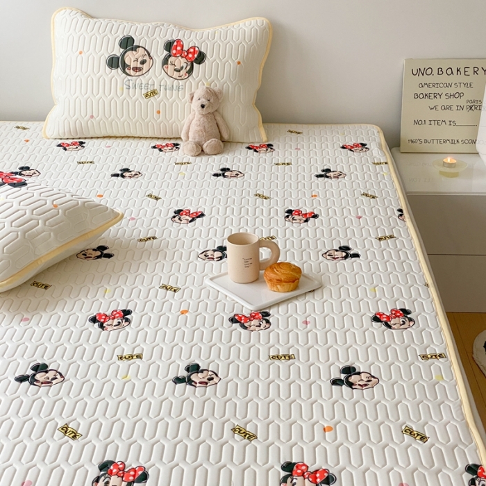 91家纺网 家纺一手货源 找家纺 朗莎家纺 2022新款可机洗凉感丝卡通乳胶凉席 米妮