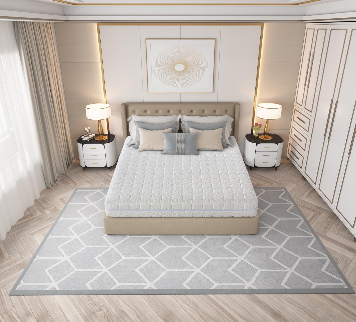 91家纺网 家纺一手货源 找家纺 时奥 2022新款7D袋装弹簧床垫全拆款 2cm海绵+2cm乳胶+布袋弹簧 白色