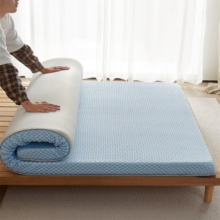91家纺网 家纺一手货源 找家纺 寐珂 2025新款A类凉感魔豆豆床垫-双人款 天海蓝