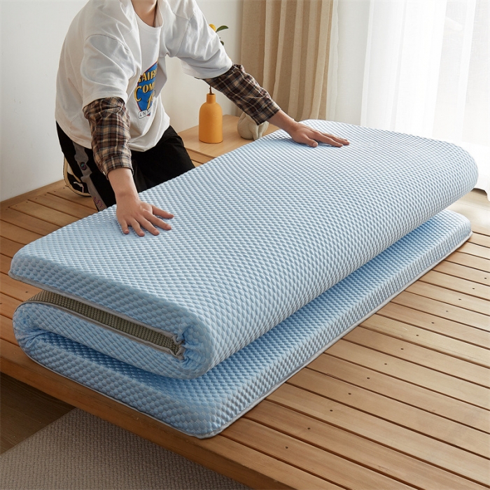 91家纺网 家纺一手货源 找家纺 寐珂 2025新款A类凉感魔豆豆床垫-双人款 天海蓝