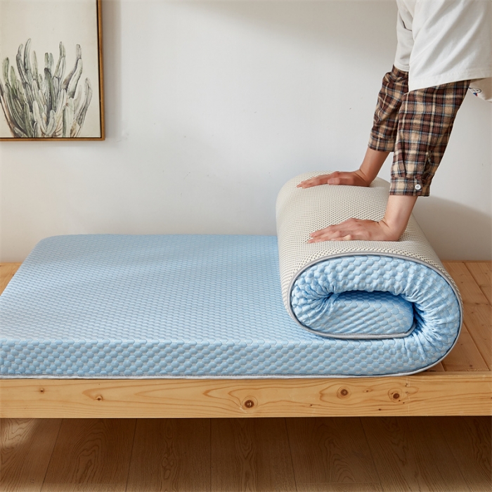 91家纺网 家纺一手货源 找家纺 寐珂 2025新款A类凉感魔豆豆床垫-学生款 天海蓝