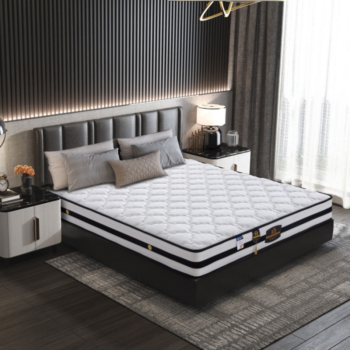 91家纺网 家纺一手货源 找家纺 时奥 2022新款弹簧床垫-白玫瑰（超柔宝宝绒） 舒睡款23cm2cm海绵+乳胶+独立弹簧