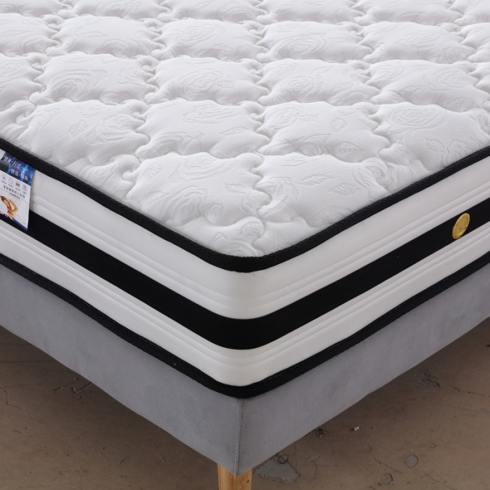 91家纺网 家纺一手货源 找家纺 时奥 2022新款弹簧床垫-白玫瑰（超柔宝宝绒） 舒睡款23cm2cm海绵+乳胶+独立弹簧