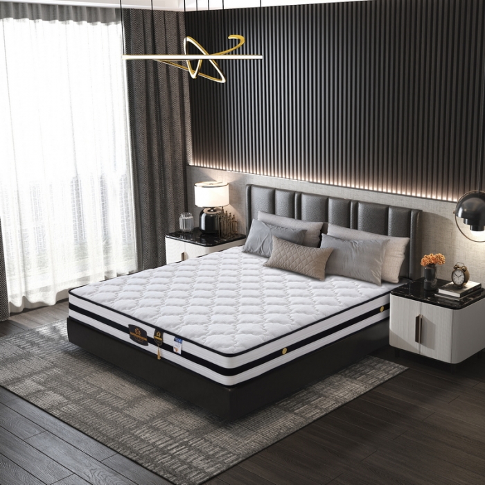 91家纺网 家纺一手货源 找家纺 时奥 2022新款弹簧床垫-白玫瑰（超柔宝宝绒） 深睡款 23cm2cm海绵+乳胶+布袋弹