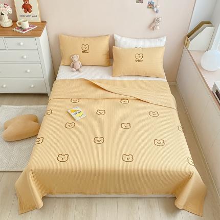 雅居坊2022新款全棉水洗棉绣花床盖 小熊咖