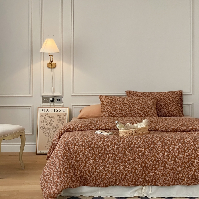 91家纺网 家纺一手货源 找家纺 蘭菲家纺 2023新款针织棉碎花系列四件套 松香