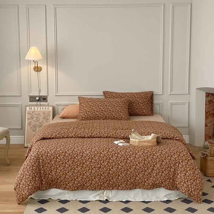 91家纺网 家纺一手货源 找家纺 蘭菲家纺 2023新款针织棉碎花系列四件套 松香