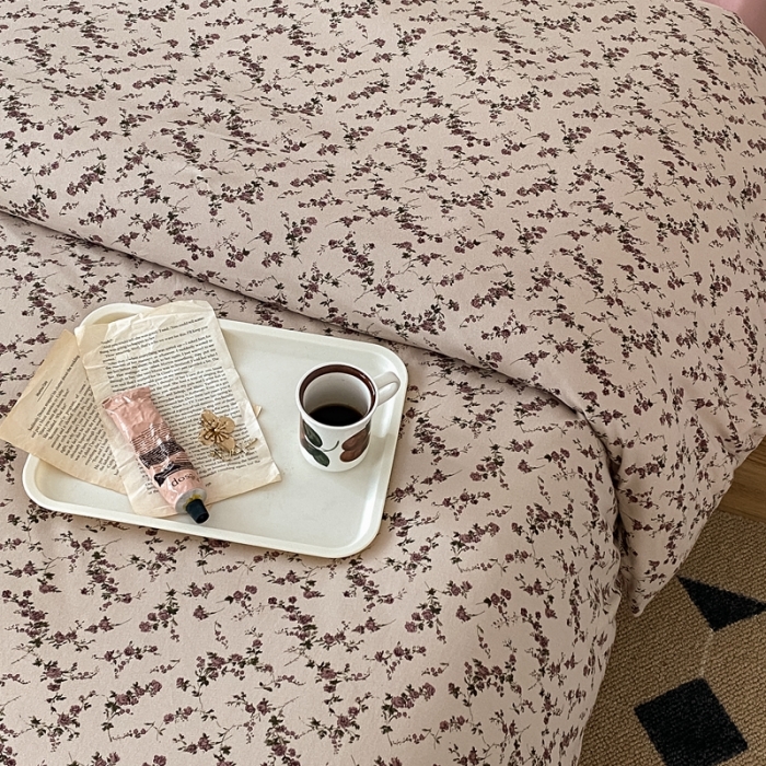 91家纺网 家纺一手货源 找家纺 蘭菲家纺 2023新款针织棉碎花系列四件套 温莎玫瑰