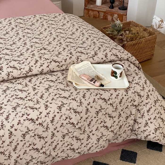 91家纺网 家纺一手货源 找家纺 蘭菲家纺 2023新款针织棉碎花系列四件套 温莎玫瑰