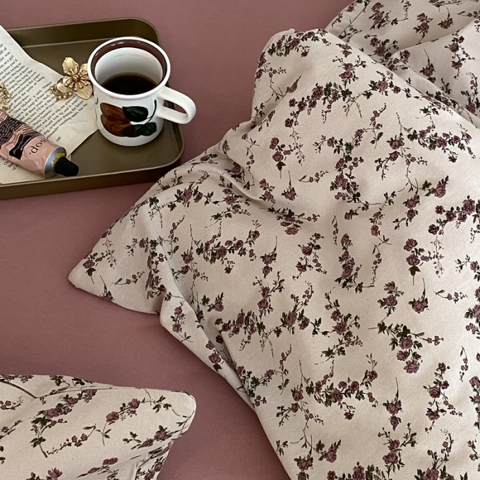 91家纺网 家纺一手货源 找家纺 蘭菲家纺 2023新款针织棉碎花系列四件套 温莎玫瑰