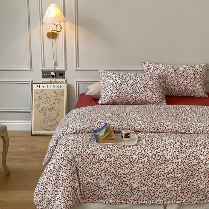 91家纺网 家纺一手货源 找家纺 蘭菲家纺 2023新款针织棉碎花系列四件套 钟爱