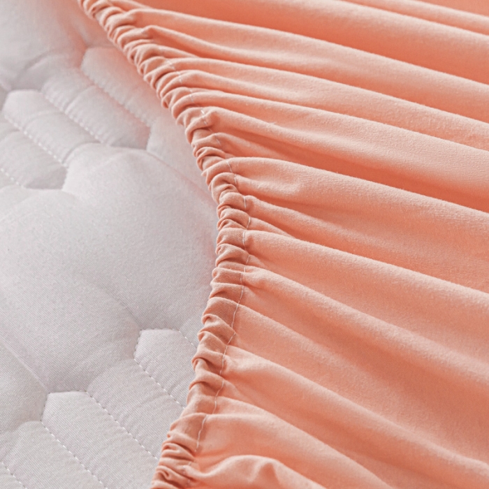 91家纺网 家纺一手货源 找家纺 鑫钰 2023年新款原棉大豆夹棉床笠直播爆款 香妃粉