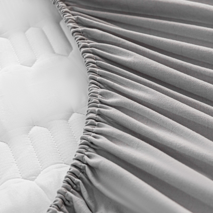 91家纺网 家纺一手货源 找家纺 鑫钰 2023年新款原棉大豆夹棉床笠直播爆款 雅致灰