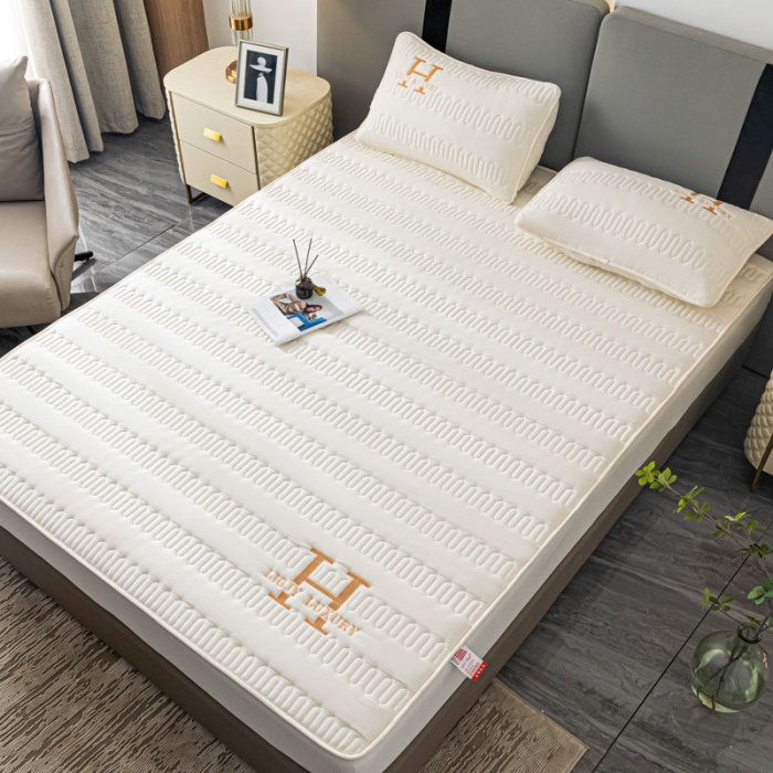 91家纺网 家纺一手货源 找家纺 鑫钰 2023年新款原棉大豆夹棉床笠直播爆款 珍珠白