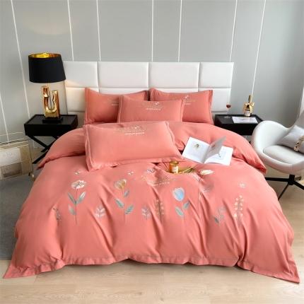 91家纺网 家纺一手货源 找家纺 （总）优轩 2022新款碳素磨毛刺绣四件套-邂逅