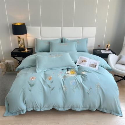 91家纺网 家纺一手货源 找家纺 （总）优轩 2022新款碳素磨毛刺绣四件套-邂逅