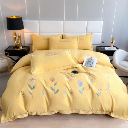 91家纺网 家纺一手货源 找家纺 （总）优轩 2022新款碳素磨毛刺绣四件套-邂逅