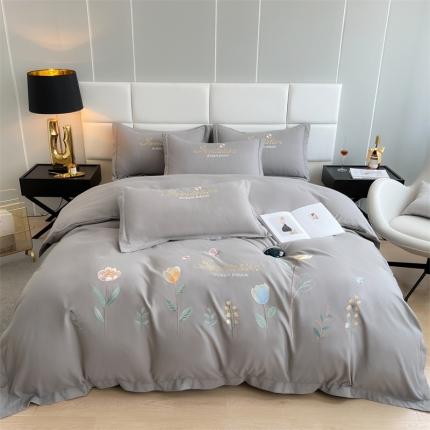 91家纺网 家纺一手货源 找家纺 （总）优轩 2022新款碳素磨毛刺绣四件套-邂逅