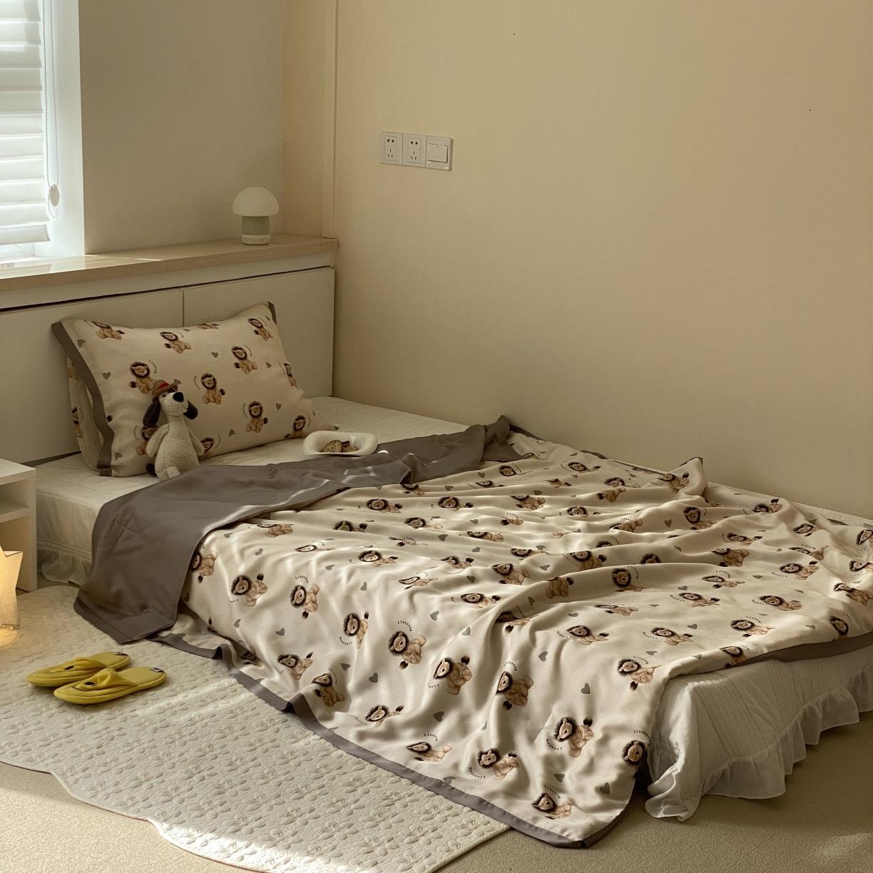 91家纺网 家纺一手货源 找家纺 汇庭 2022新款单人天丝卡通印花夏被子被芯 比得狮子